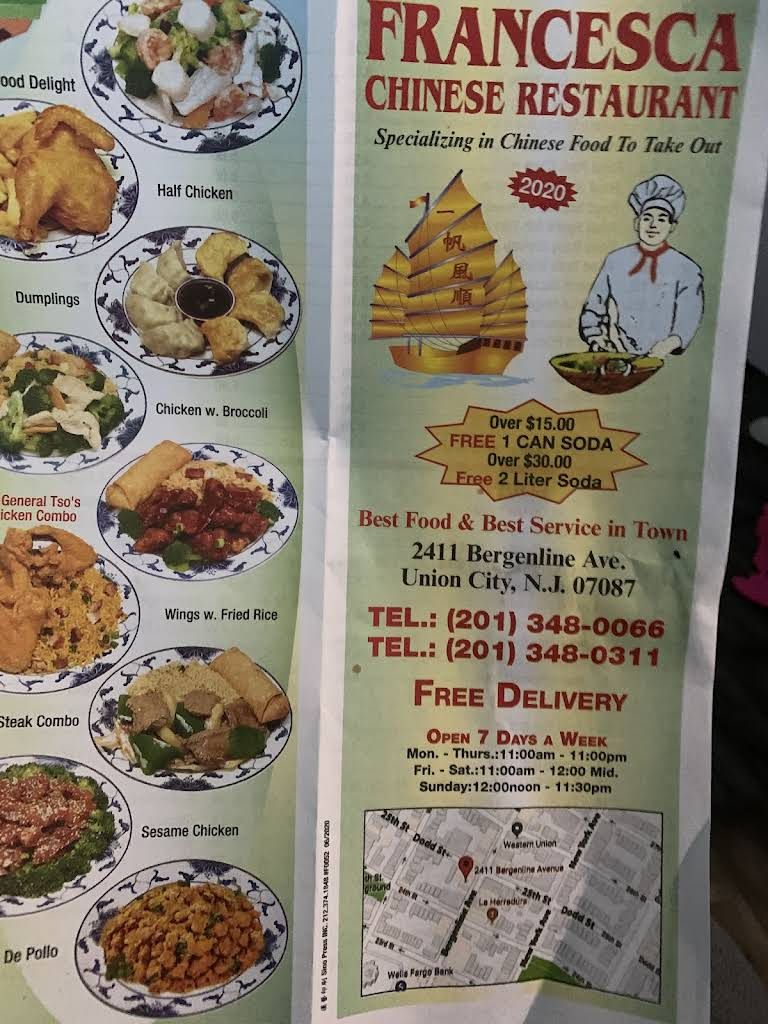 Francesca Chinese Restaurant Menu 2